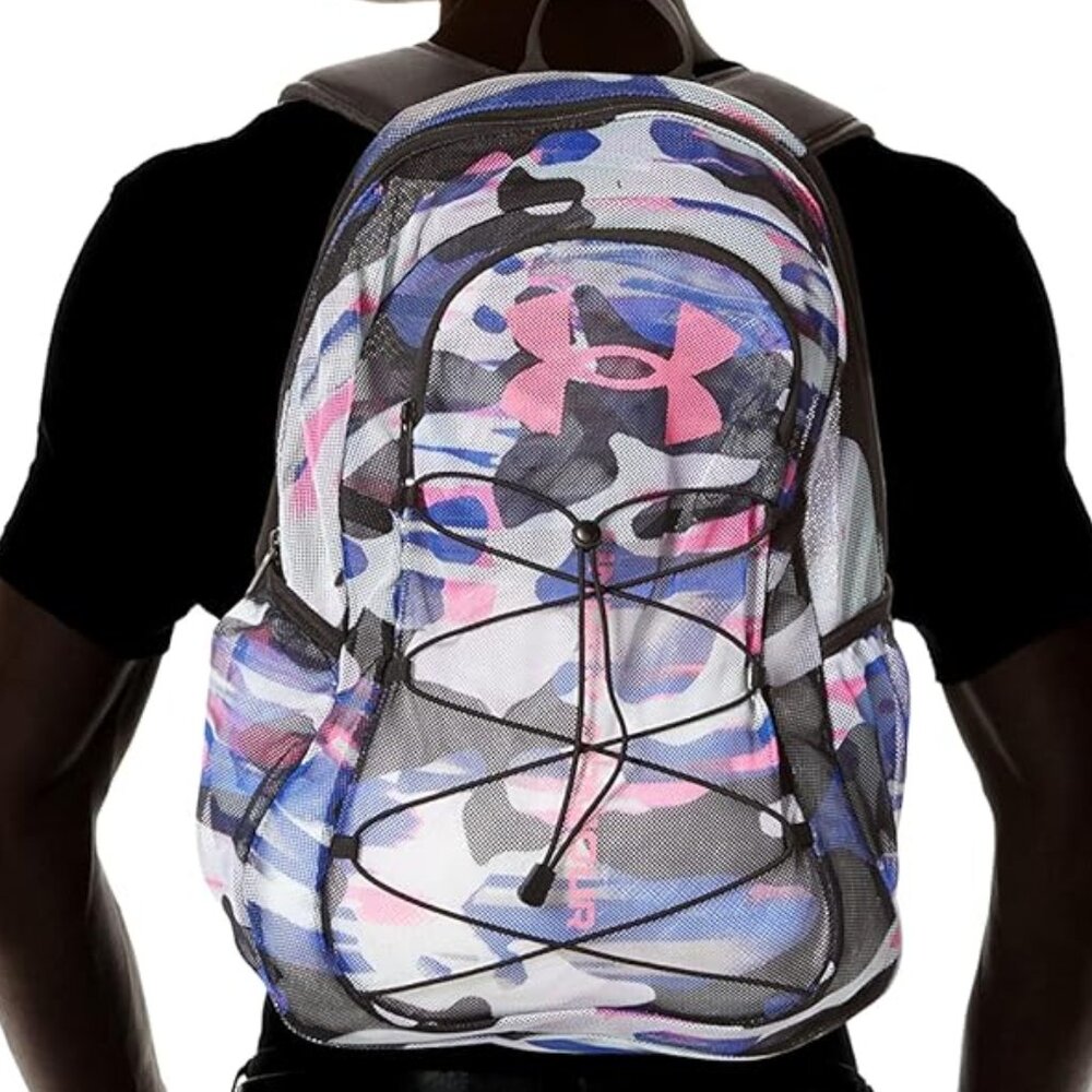 Under Armour Unisex Hustle Sport Backpack Mesh Pink Camo